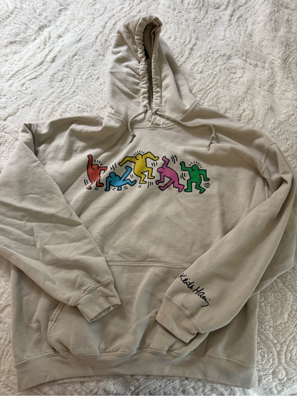 Ripple Junction Beige Hoodie with Multicolor Dancing Figures